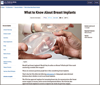 FDA(米国食品医薬品局)のサイトには「乳房インプラントは生涯のデバイスではない」と明記されている。