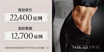 脂肪吸引 22,400症例 | 脂肪豊胸 12,700症例 2010年から2025/8/31まで THE CLINIC 調べ